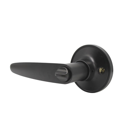 Privacy Door Lever set for Bedroom and Bathroom, Interior Door Lock Handle, Leaf Style, Black Finish - Probrico