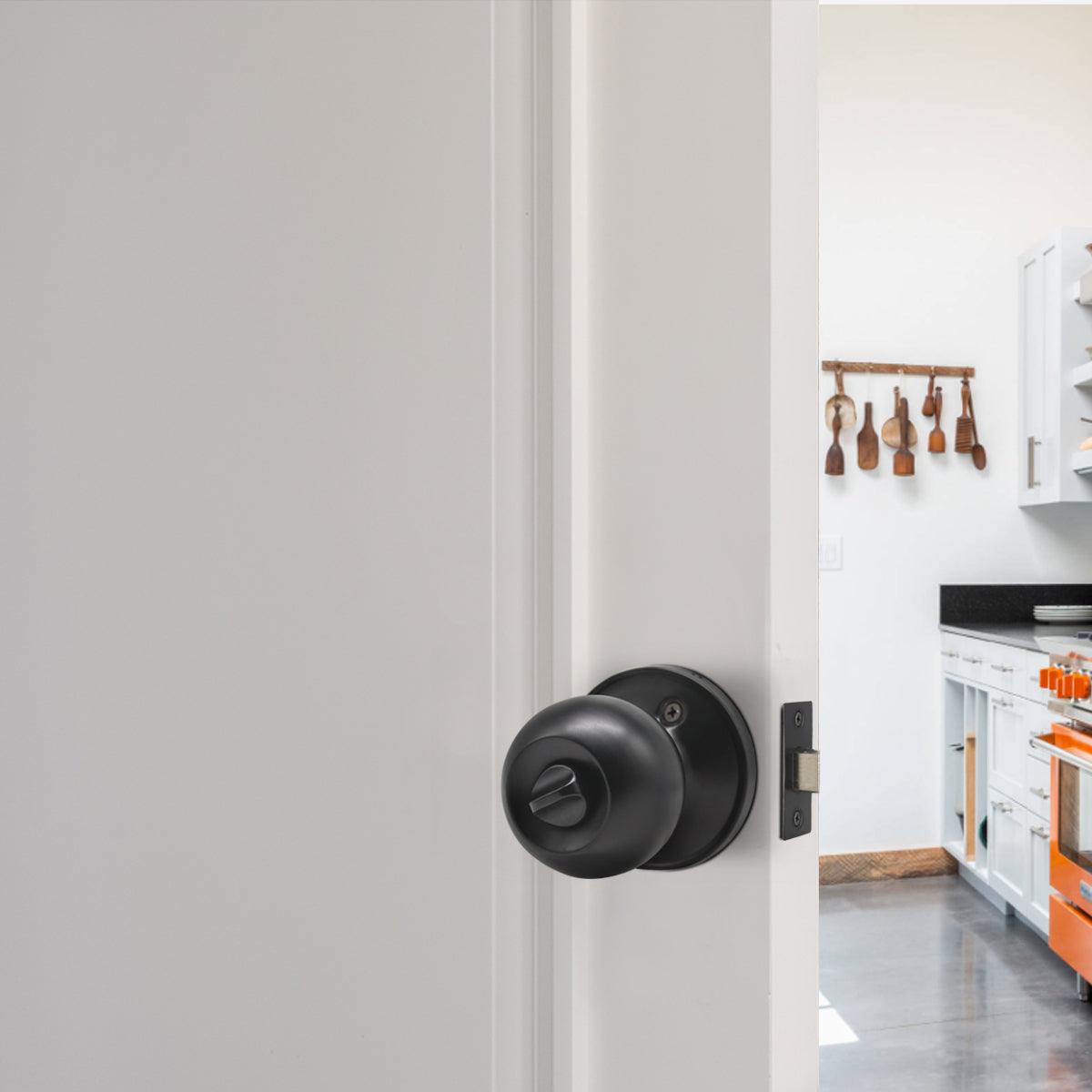 Round Ball Knobs Keyed Alike/Keyed Entry/Privacy/Passage/Dummy Door Lock Knob, Black Finish DL607BK