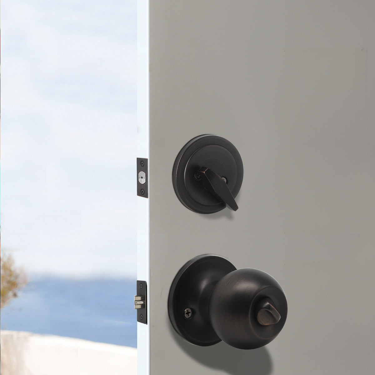 Entry Keyed Door Lock Knob with Single Cylinder Deadbolt, Oil Rubbed Bronze Finish Combo Pack - Keyed Alike DL607ET-101ORB
