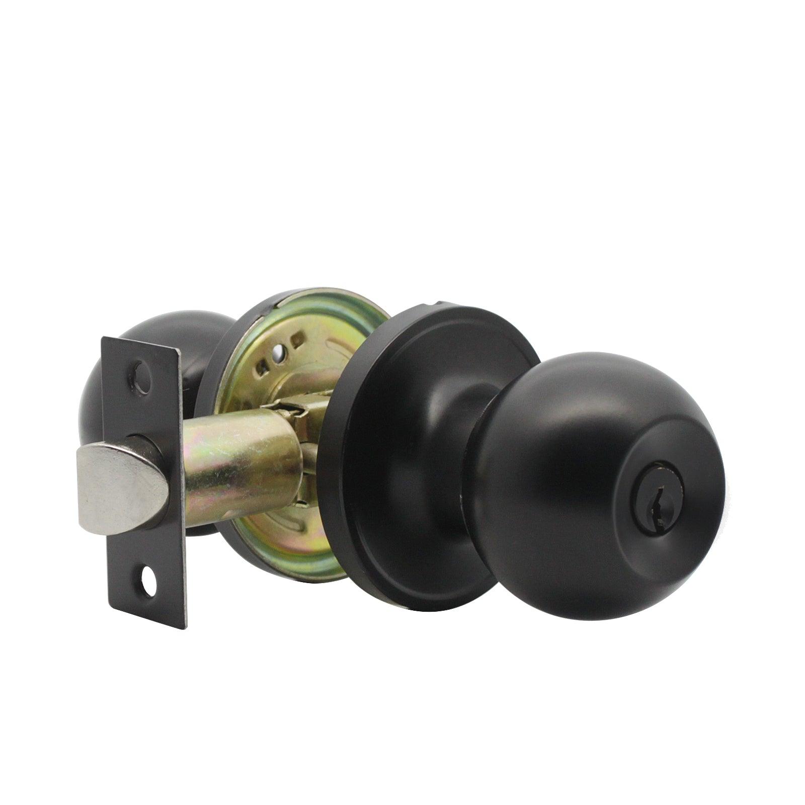 Round Ball Knobs Keyed Alike/Keyed Entry/Privacy/Passage/Dummy Door Lock Knob, Black Finish DL607BK