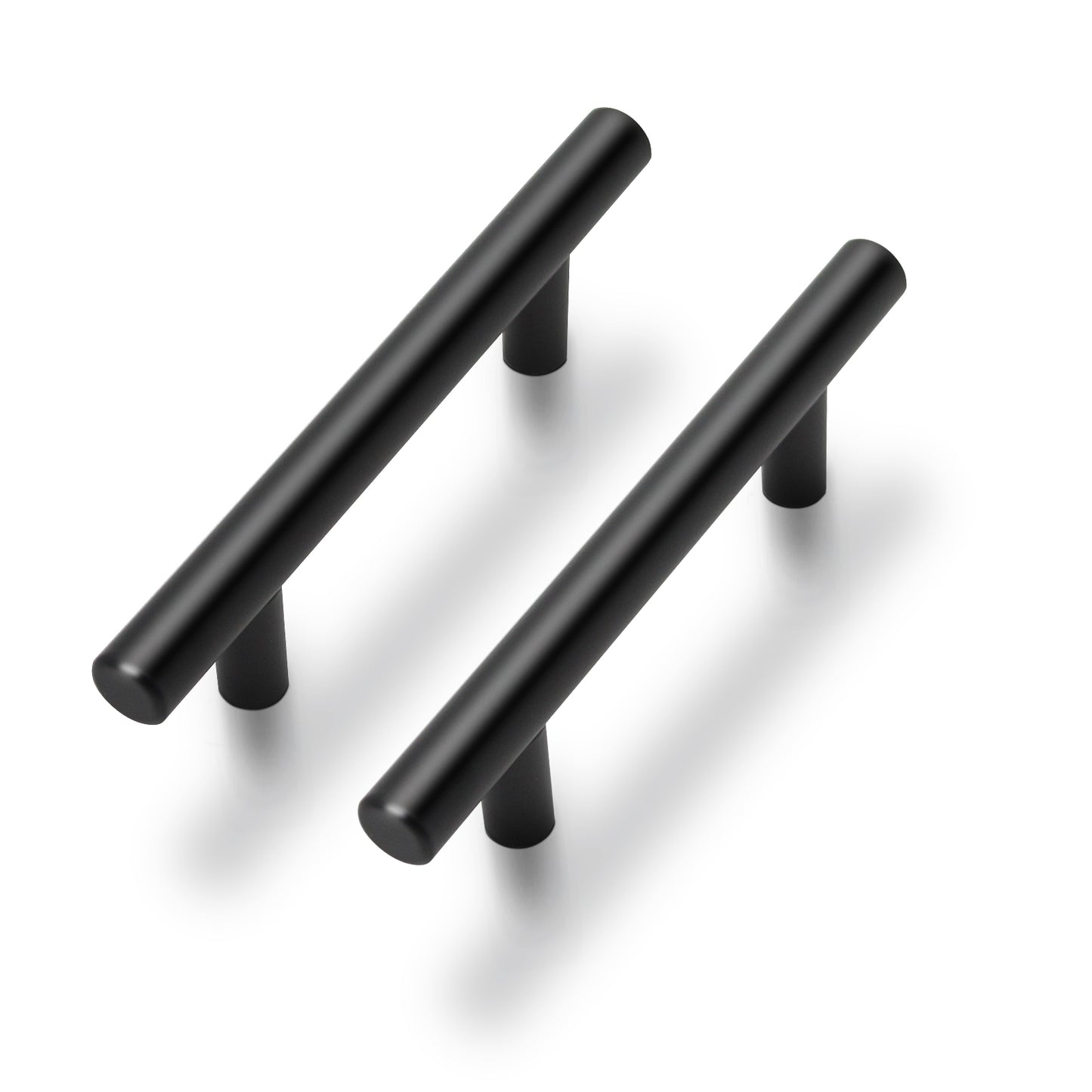 Black Cabinet Handles 3inch 76mm Hole Centers Modern Euro T Bar Pulls 5inch 127mm Length PD3383HBK76 - Probrico