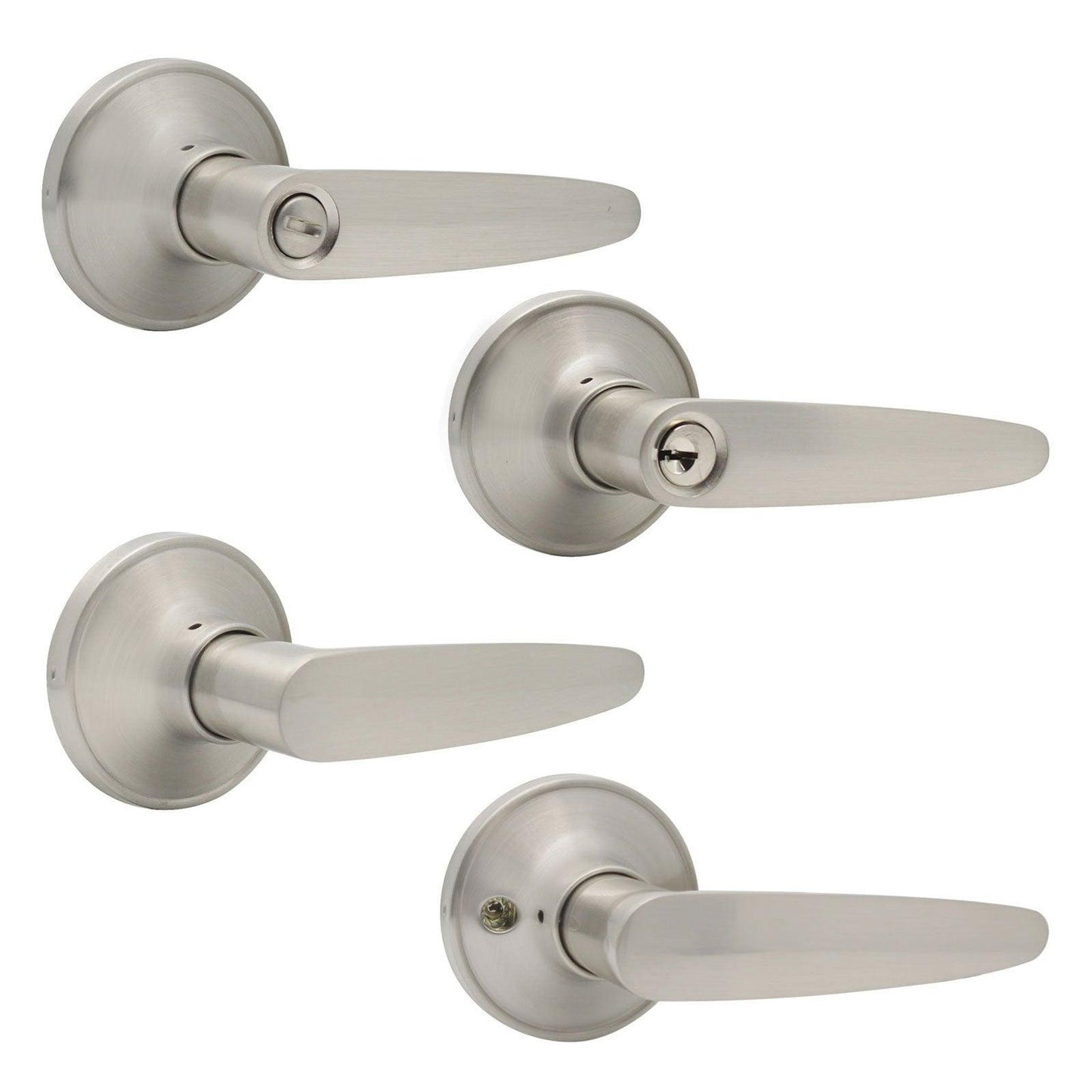 Heavy Duty Door Handles Leaf Style Keyed Entry/Privacy/Passage/Dummy Door Lock Levers Satin Nickel FinishDL815SN - Probrico