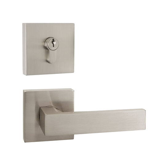 Front Door Levers and Double Cylinder Deadbolts Lock Set (Keyed Alike), Satin Nickel Finish