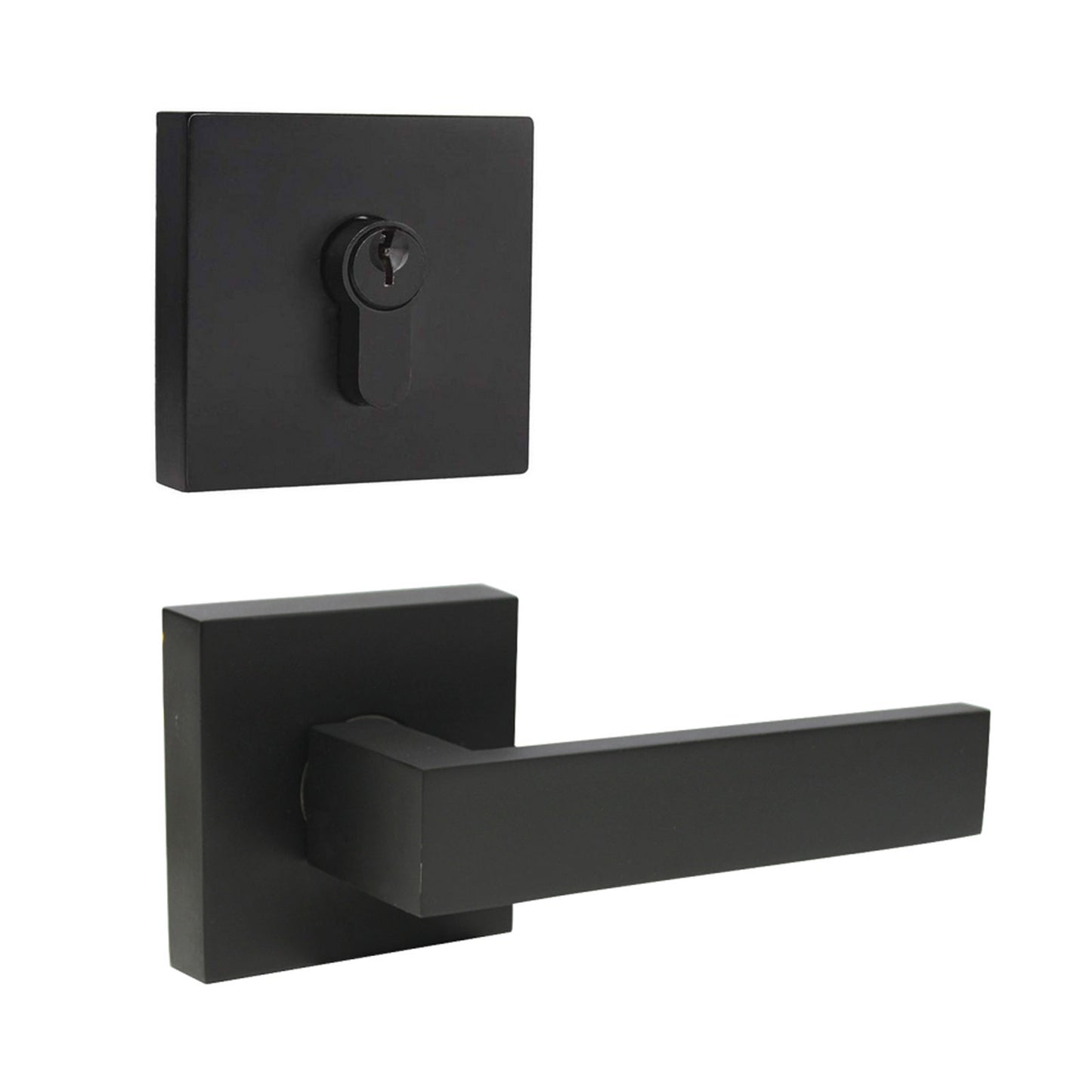 Passage Door Levers and Single Cylinder Deadbolts Lock Set (Keyed Alike), Black Finish - Probrico