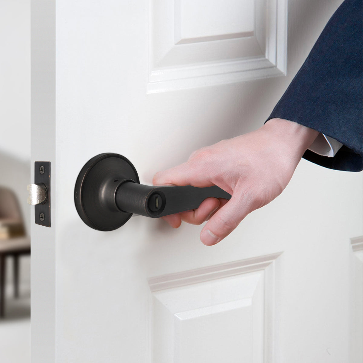 Scroll Wave Style Door Handles Oil Rubbed Bronze Finish Privacy/Passage Function Door Lever Lock - DL850AORB