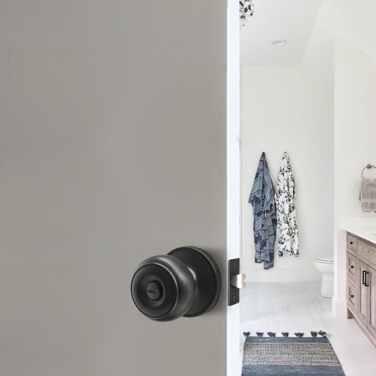 Flat Ball Knob Black Finish Privacy Door Lock Knobs DL609BKBK - Probrico