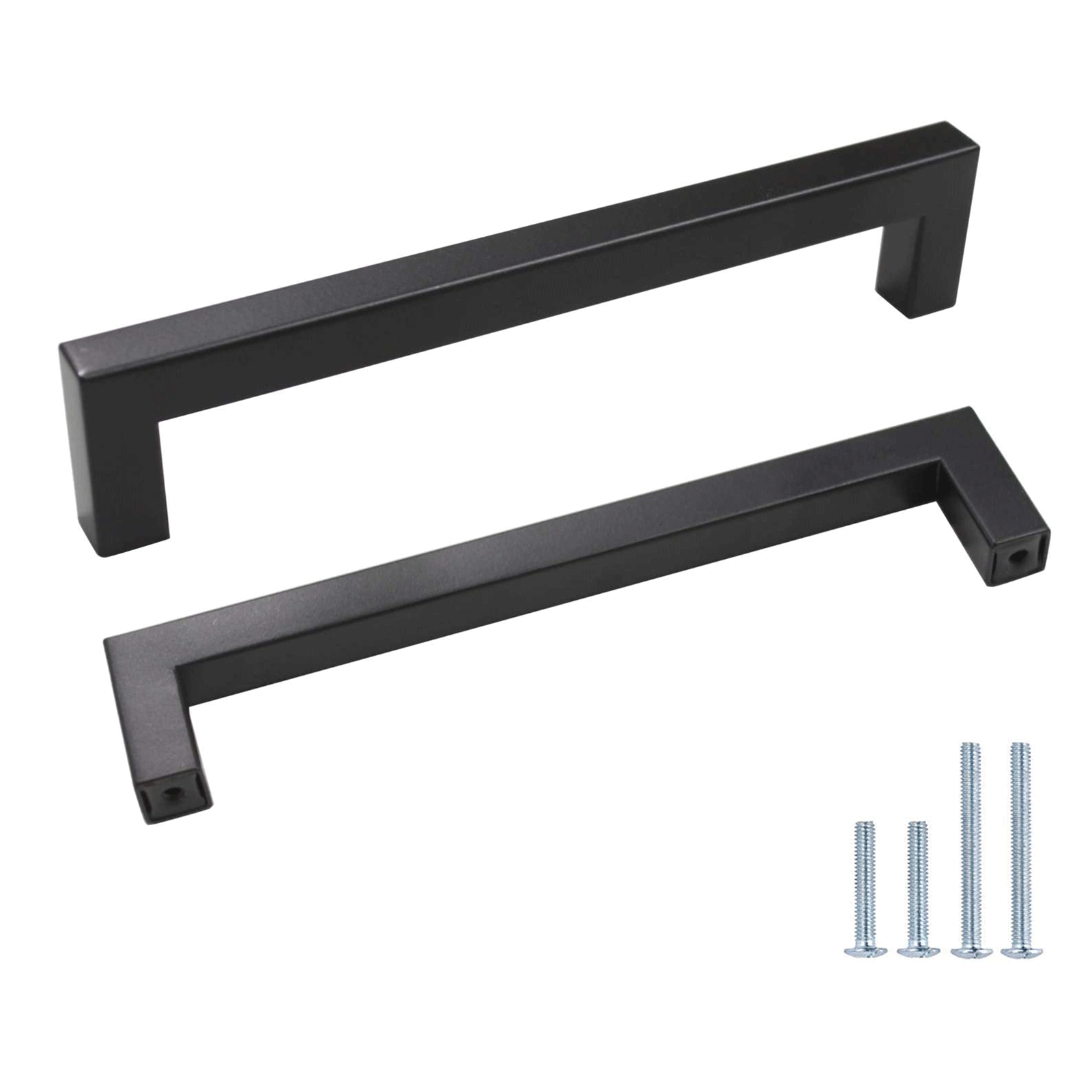 1/2" Square Cabinet Handles Black Finish 160mm 6 3/10inch Hole Centers PDDJS12HBK160 - Probrico