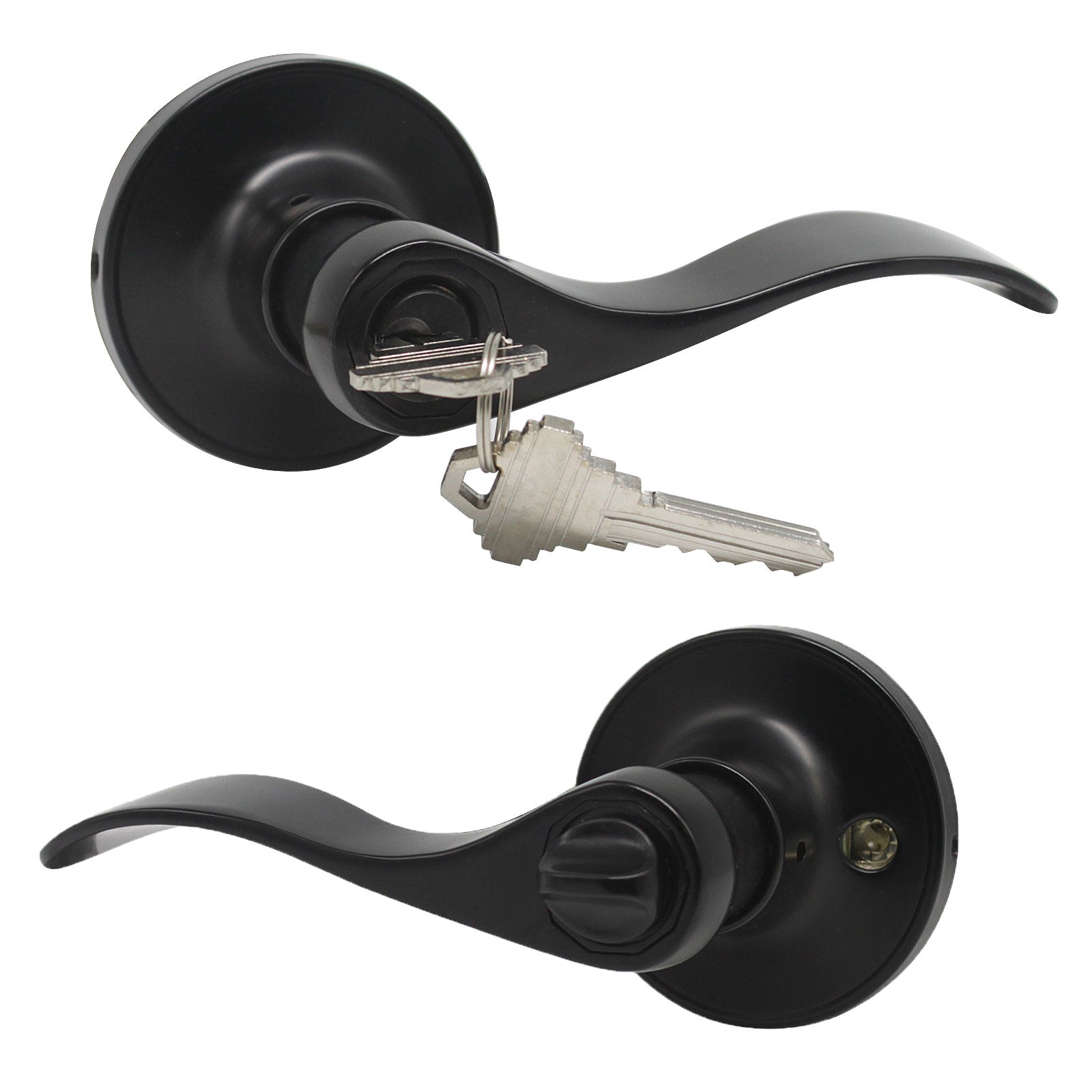 Keyed Alike Door Lever Black Finish, Entry Door Locks with Same Key - Probrico