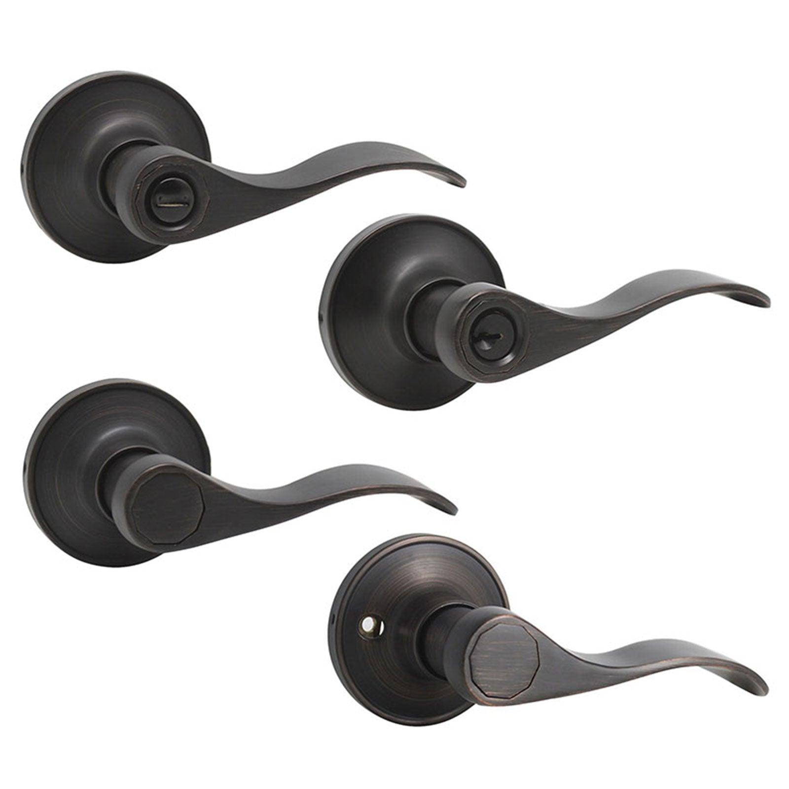 Wave Style Door Handle Keyed Entry/Privacy/Passage/Dummy Door Lock Levers, Oil Rubbed Bronze DL12061ORB