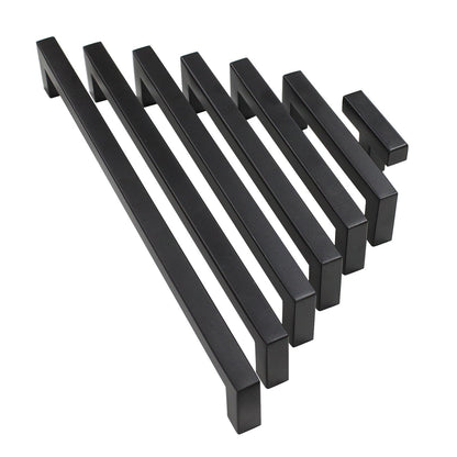 Probrico Black Cabinet Handles Modern Square Bar Drawer Pull 2-12 inch Hole Centers PDDJS12HBK 100 Packs - Probrico