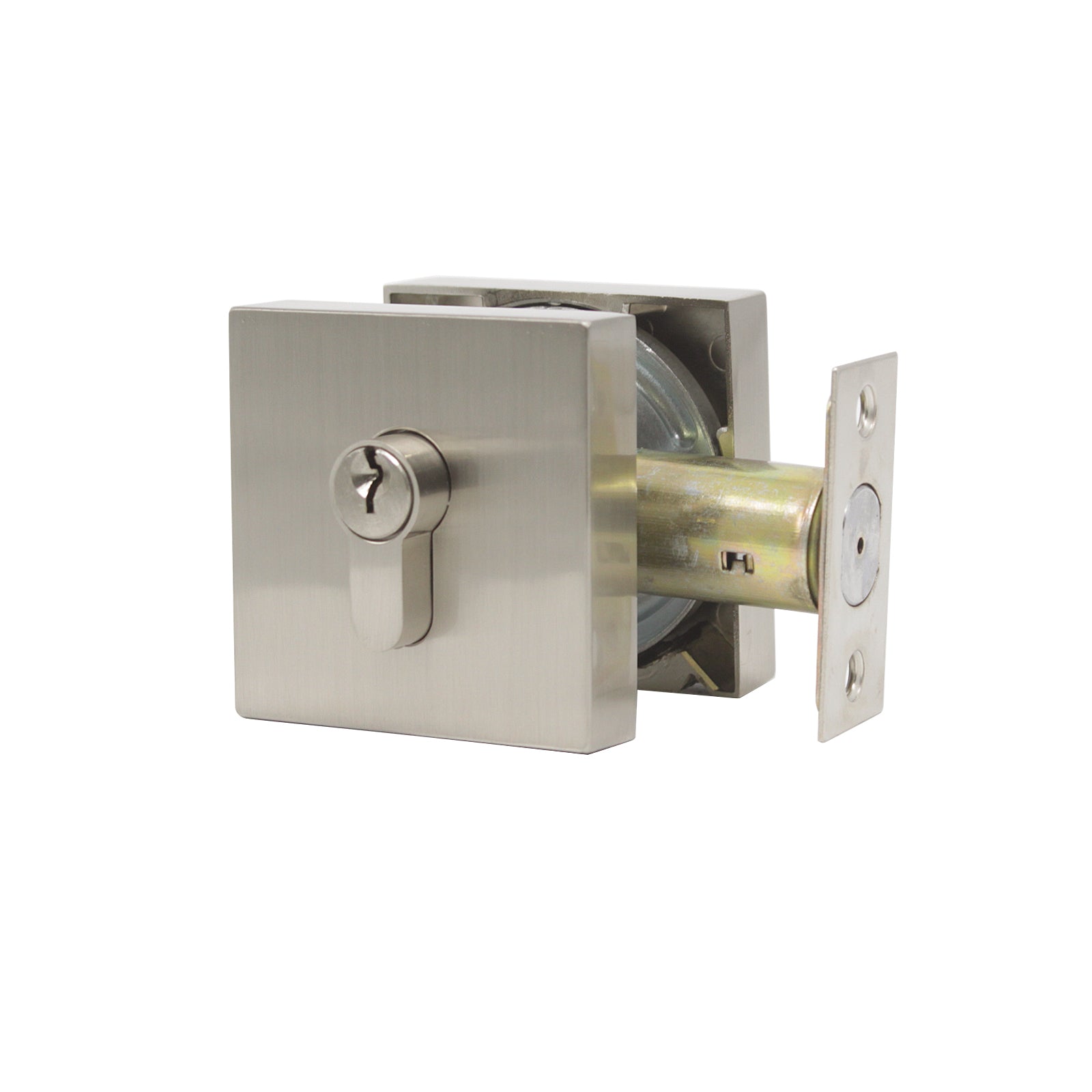 Square Double Cylinder Deadbolt Satin Nickel Keyed Entry Door Lock - Probrico