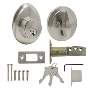 Single Cylinder Deadbolt Locks Satin Nickel Finish - Probrico