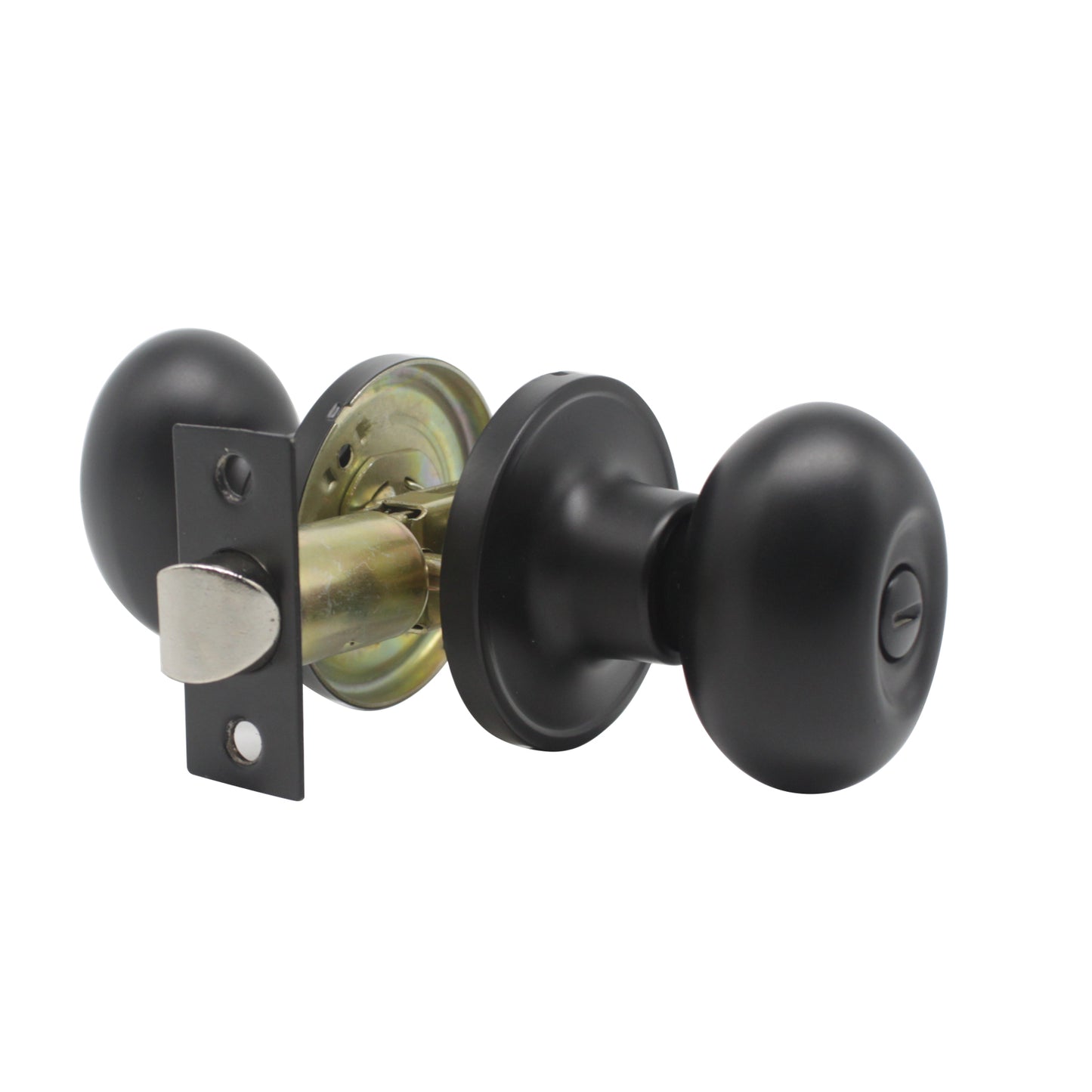 Bedroom and Bathroom Privacy Door Knob Lock Black Finish, Egg Ball Style - Probrico