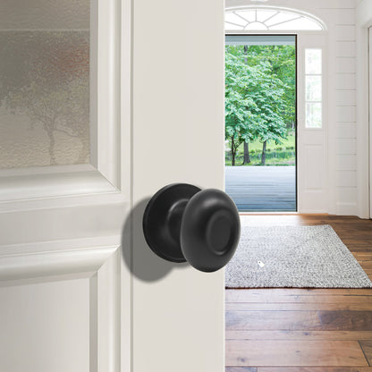Closet and Hallway Passage Door Knob Lock Black Finish, Egg Ball Style DL692BKPS - Probrico
