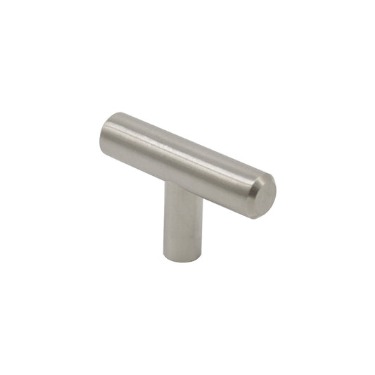 Euro T Bar Pulls 2inch 50mm Lenght Single Hole Solid Handles Brushed Stainless Steel Finish - Probrico