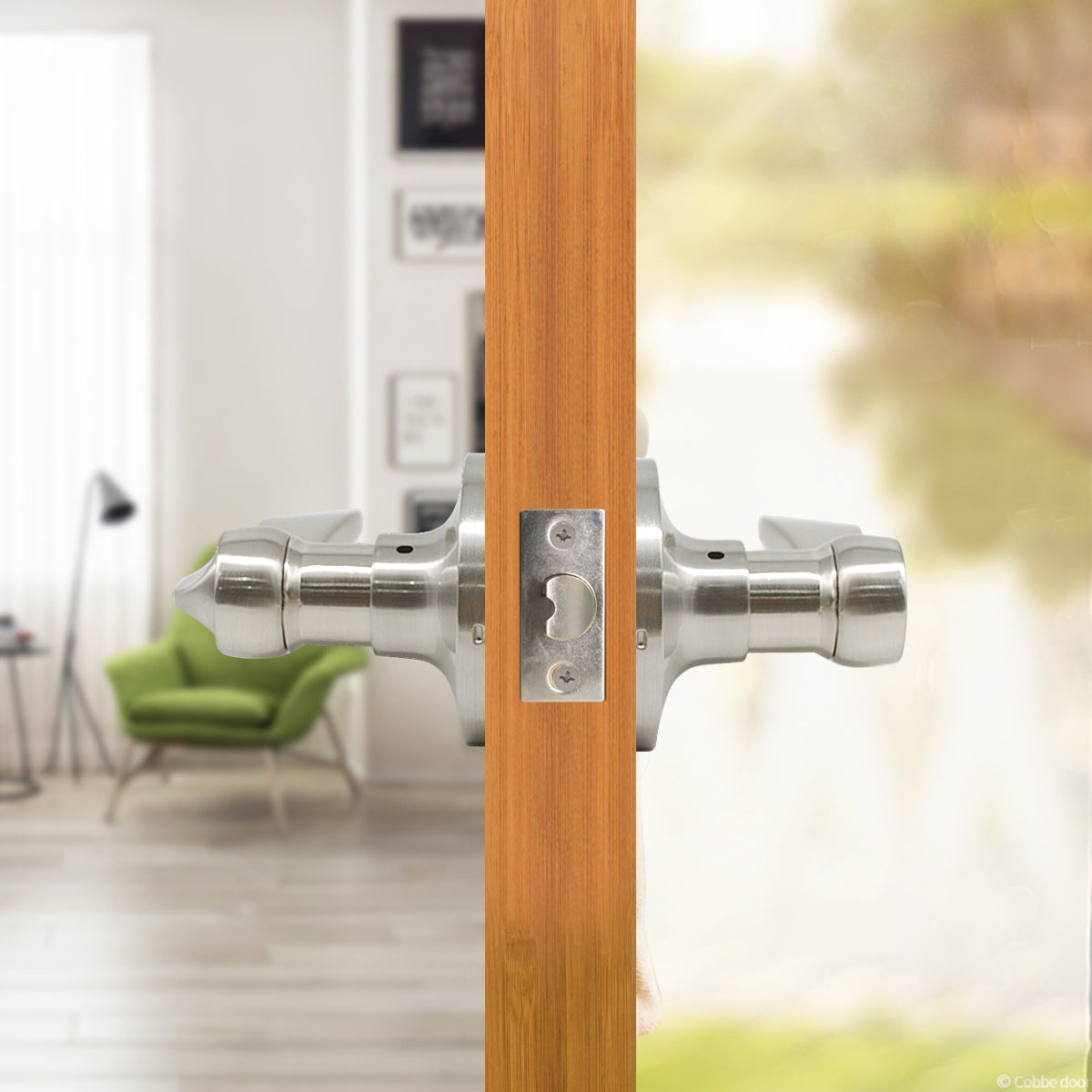 Privacy Door Lever set Brushed Nickel Finish with Wave Handle Style DL12061SNBK - Probrico