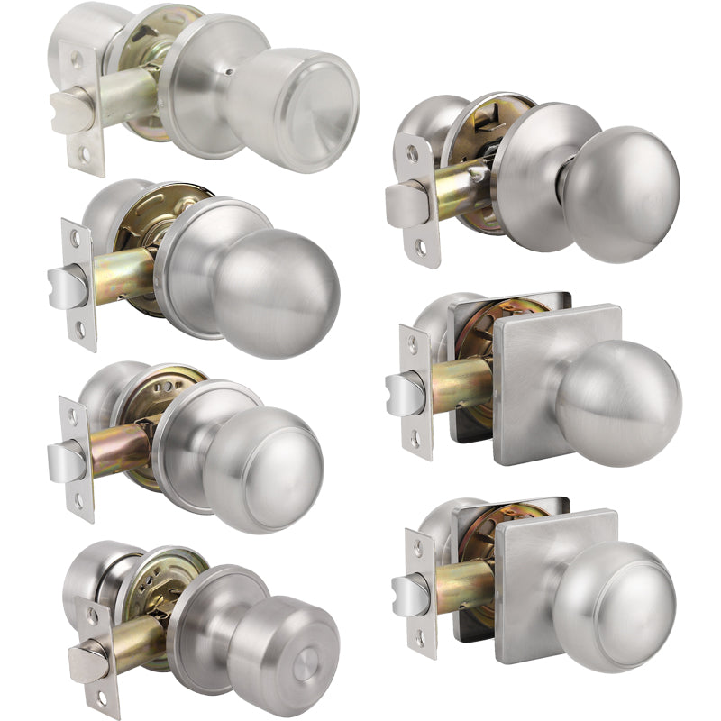 Probrico Satin Nickel Closet Hallway Passage Door Knob with Universal Latch 10 Packs - Probrico